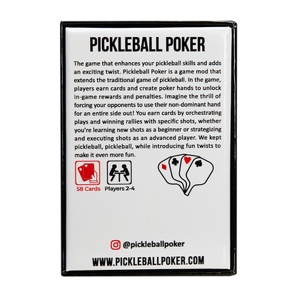 Pickleball Poker Game Back of box with game information